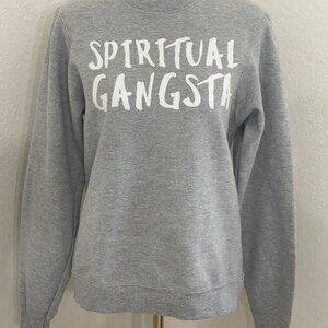 Spiritual Gangster Graphic Crew Sweatshirt in Light Gray Size Small